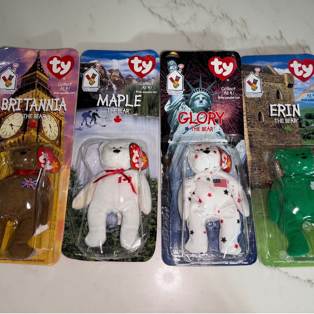 1999 Ty McDonald's Teenie Beanie Babies International Bears Set Glory Erin Maple